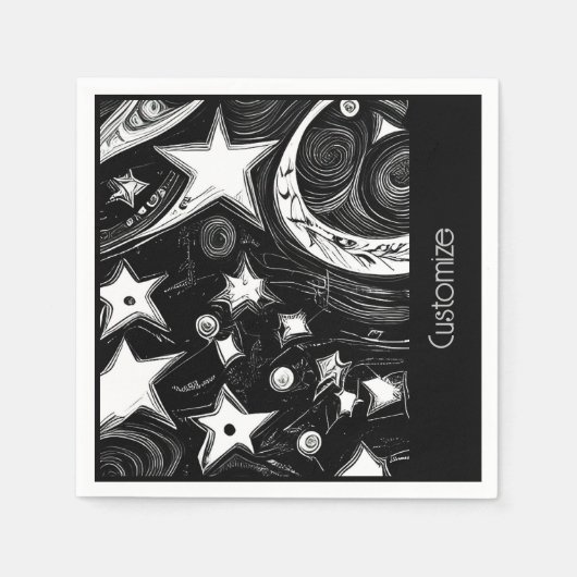 Aangepaste Abstracte maan en sterren Servet (Voorkant)