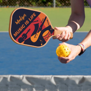 Aangepaste abstracte muzieknaam en tekst pickleball paddle