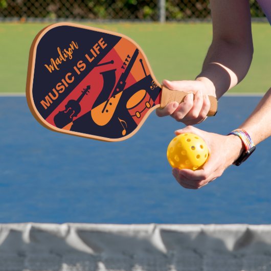 Aangepaste abstracte muzieknaam en tekst pickleball paddle (Insitu)