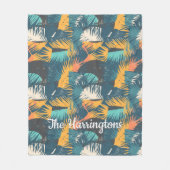 Aangepaste abstracte Palm Leaf Pattern naam fleece Deken (Voorkant)