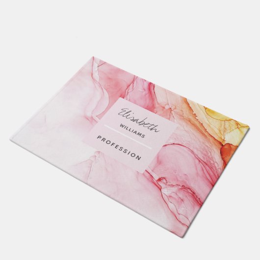 Aangepaste Abstracte roze inktverf Deurmat (Schuin)