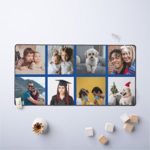 Aangepaste acht foto blauwe rand gepersonaliseerd bureaumat