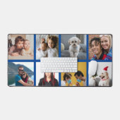 Aangepaste acht foto blauwe rand gepersonaliseerd bureaumat (Keyboard & Muis)