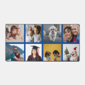 Aangepaste acht foto blauwe rand gepersonaliseerd bureaumat (Voorkant)