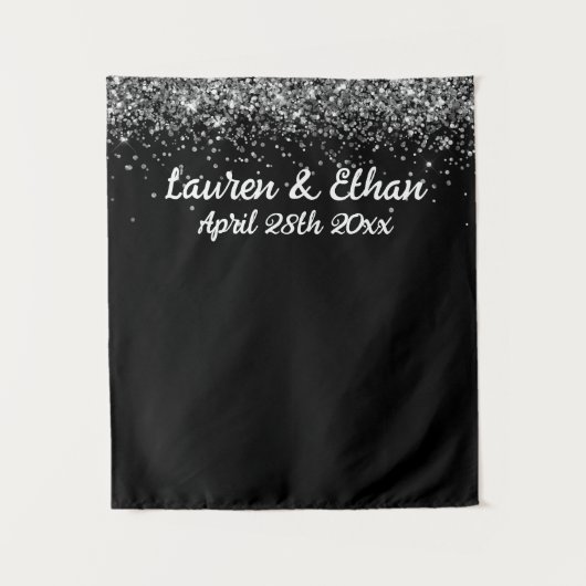 Aangepaste achtergrond bruiloft fotocabine zwart & wandkleed (Voorkant)