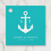 Aangepaste achtergrond kleur Monogram Anker Bruilo Bedankjes Labels (Voorkant)