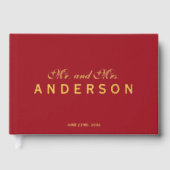 Aangepaste achtergrond Mr & Mrs Script Elegant Wed Gastenboek (Voorkant)