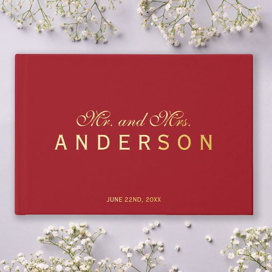 Aangepaste achtergrond Mr & Mrs Script Elegant Wed Gastenboek