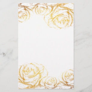 Aangepaste achtergrond  Rozen Floral Faux Gold Briefpapier