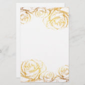 Aangepaste achtergrond Rozen Floral Faux Gold Briefpapier (Voorkant / Achterkant)