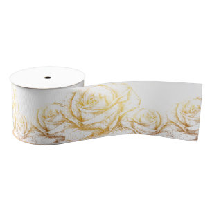 Aangepaste achtergrond Rozen Floral Faux Gold Grosgrain Lint