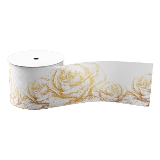 Aangepaste achtergrond  Rozen Floral Faux Gold Grosgrain Lint (Spoel)