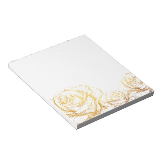 Aangepaste achtergrond  Rozen Floral Faux Gold Notitieblok (Schuin)