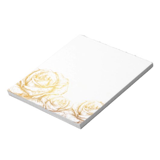 Aangepaste achtergrond  Rozen Floral Faux Gold Notitieblok (Gedraaid)