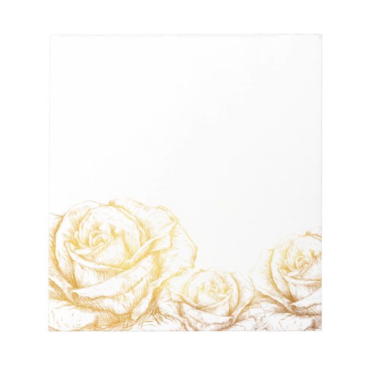 Aangepaste achtergrond  Rozen Floral Faux Gold Notitieblok (Voorkant)