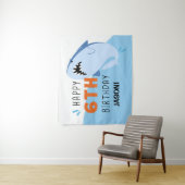 Aangepaste achtergrond voor 6de verjaardag haaienf wandkleed (In situ)