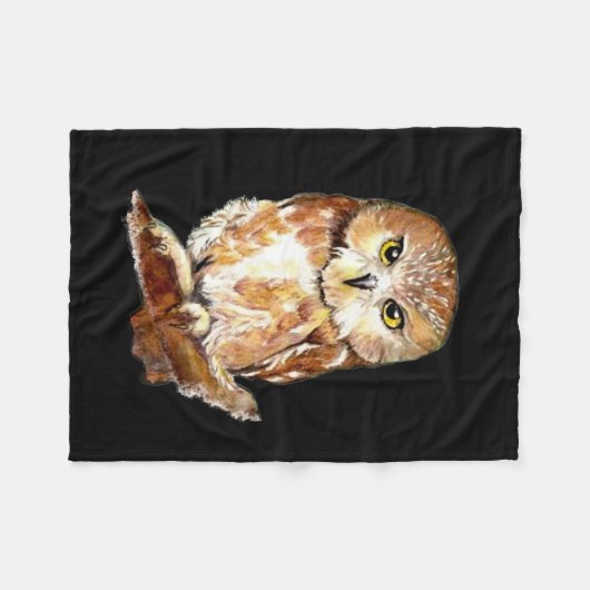 Aangepaste achtergrondkleur Kute Little Owl Art Fleece Deken