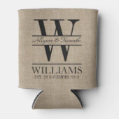 Aangepaste achterkant Burlap Logo Jubileum Monogra Blikjeskoeler (Voorkant)