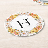 Aangepaste achternaam initiaal floral onderzetter (Gebogen)