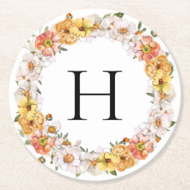 Aangepaste achternaam initiaal floral onderzetter