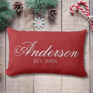 Aangepaste achternaam Red Christmas Kussen
