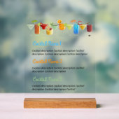 Aangepaste Acryl Bar Menu met handgetekende cockta Acryl Bord (Neutraal)