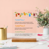 Aangepaste Acryl Bar Menu met handgetekende cockta Acryl Bord (Huwelijk)