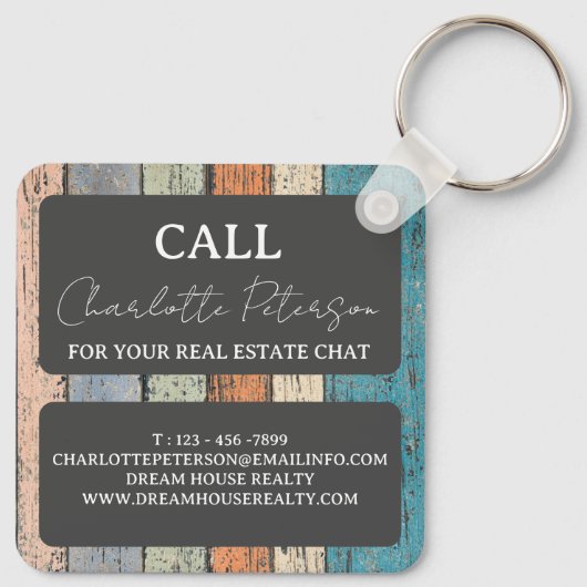 Aangepaste actie voor Restate Agent Realtor Sleutelhanger (Achterkant)