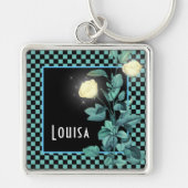 Aangepaste activering van Aqua Checkerboard Sleutelhanger (Voorkant)