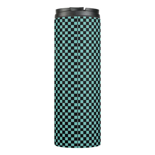 Aangepaste activering van Aqua Checkerboard Thermosbeker (Achterkant)