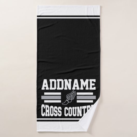 Aangepaste ADD NAAM Cross Country Runner Running T Bad Handdoek (Badhanddoek)