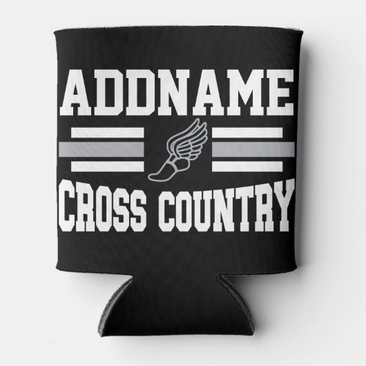 Aangepaste ADD NAAM Cross Country Runner Running T Blikjeskoeler (Voorkant)