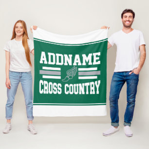 Aangepaste ADD NAAM Cross Country Runner Running T Fleece Deken