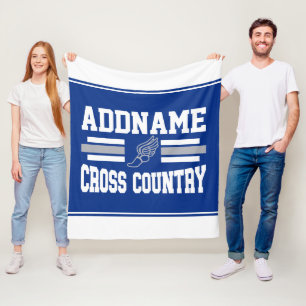 Aangepaste ADD NAAM Cross Country Runner Running T Fleece Deken