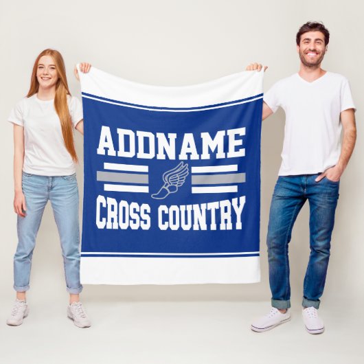 Aangepaste ADD NAAM Cross Country Runner Running T Fleece Deken (In situ)