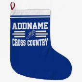 Aangepaste ADD NAAM Cross Country Runner Running T Grote Kerstsok (Voorkant)