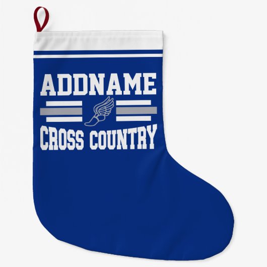 Aangepaste ADD NAAM Cross Country Runner Running T Grote Kerstsok (Voorkant)