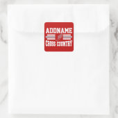 Aangepaste ADD NAAM Cross Country Runner Running T Vierkante Sticker (Tas)
