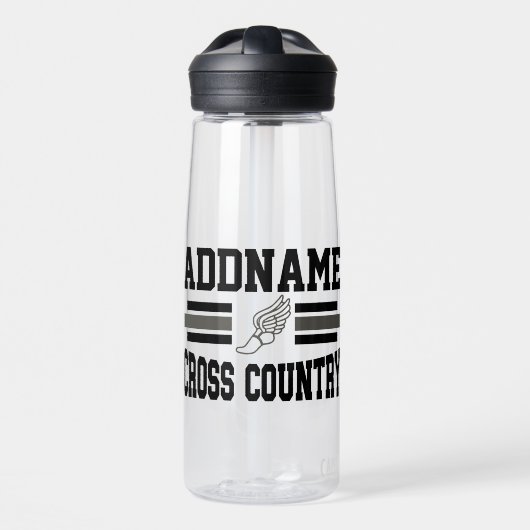 Aangepaste ADD NAAM Cross Country Runner Running T Waterfles (Voorkant)