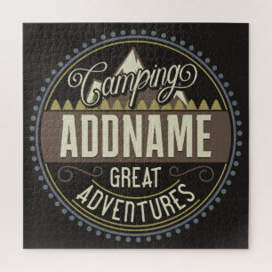 Aangepaste ADD NAAM Familie Kamp Trip Camping Reün Legpuzzel