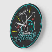 Aangepaste ADD NAAM Retro Bowler Bowling Lanes Grote Klok (Hoek)