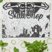 Aangepaste ADD NAAM Schedel Skateboard Skate Winke Theedoek (Gevouwen)