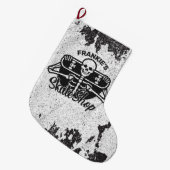 Aangepaste ADD NAAM Skull Skateboard Schaats Winke Grote Kerstsok (Voorkant (Hangend))