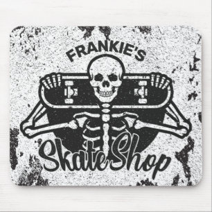 Aangepaste ADD NAAM Skull Skateboard Schaats Winke Muismat