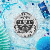 Aangepaste ADD NAAM Skull Skateboard Schaats Winke Papieren Bordje (Feest)