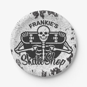 Aangepaste ADD NAAM Skull Skateboard Schaats Winke Papieren Bordje