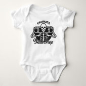 Aangepaste ADD NAAM Skull Skateboard Schaats Winke Romper (Voorkant)