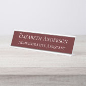Aangepaste administratieve assistent Maroon Bureau Naambordje (Voorkant)