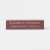Aangepaste administratieve assistent Maroon Bureau Naambordje (Voorkant)