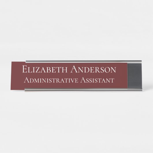 Aangepaste administratieve assistent Maroon Bureau Naambordje (Voorkant)